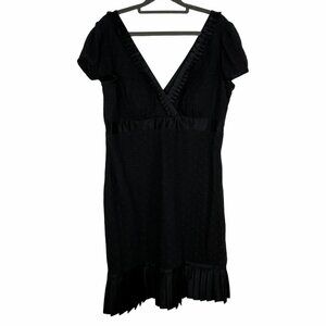 Phoebe Couture Navy Empire Waist Surplice Neckline Pleated Bottom Dress Size 12‎